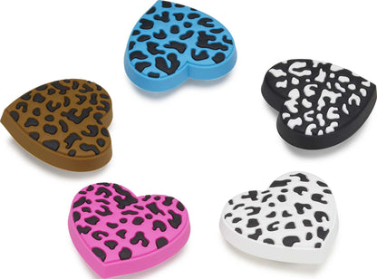 Jibbitz Leopard Animal Print Heart 5 Pack