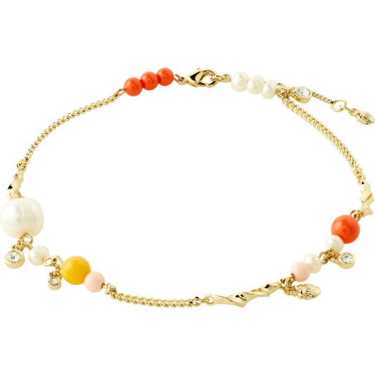 Care Crystal & Freshwaterpearl Ankle Chain - Gold Plated